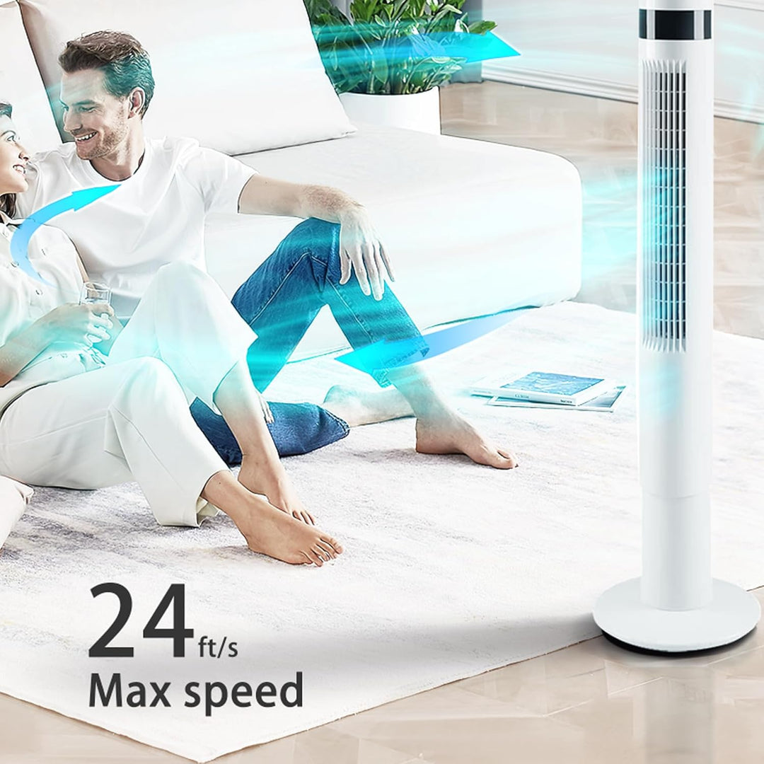 85° Oscillating Bladeless Tower Fan with 24ft/s Velocity - Kismile