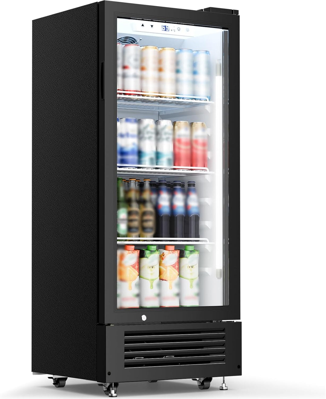 Kismile 6 Cu. Ft. Commercial Beverage Refrigerator with Glass Door, Wheels & Lock