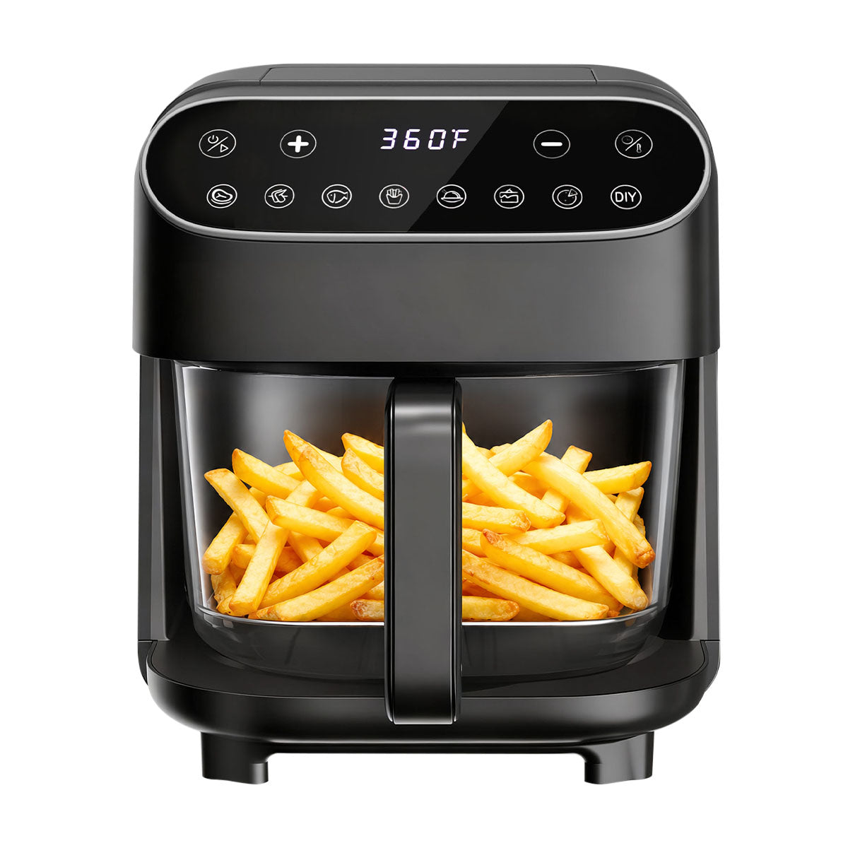 Kismile 5 Quart Glass Air Fryer with a visible glass bowl