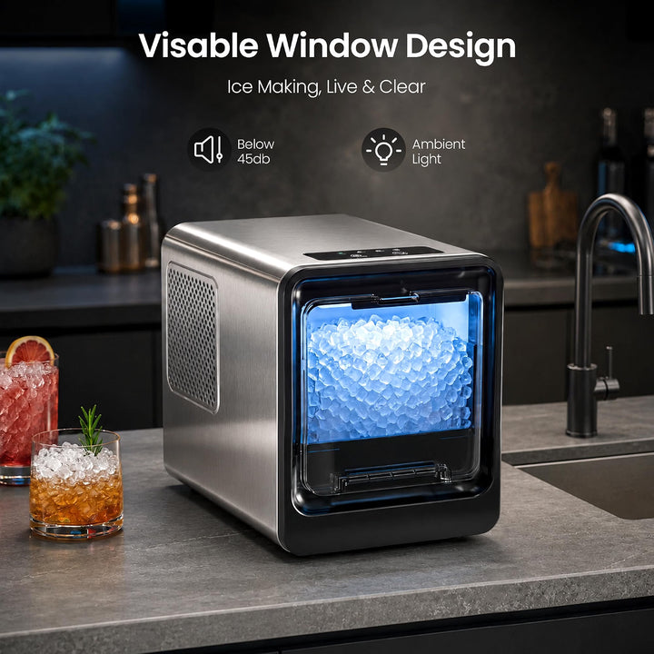 Kismile Nugget Ice Maker, Chewable Pellet Ice in 4 Mins, 35lbs/Day