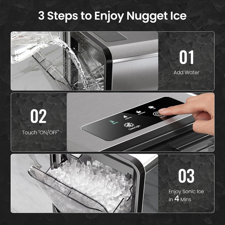 Kismile Nugget Ice Maker, Chewable Pellet Ice in 4 Mins, 35lbs/Day