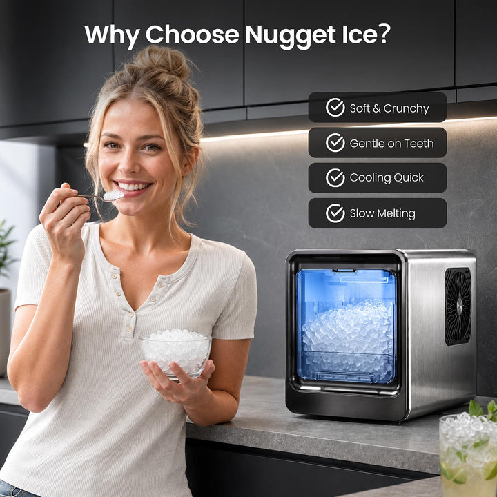 Kismile Nugget Ice Maker, Chewable Pellet Ice in 4 Mins, 35lbs/Day