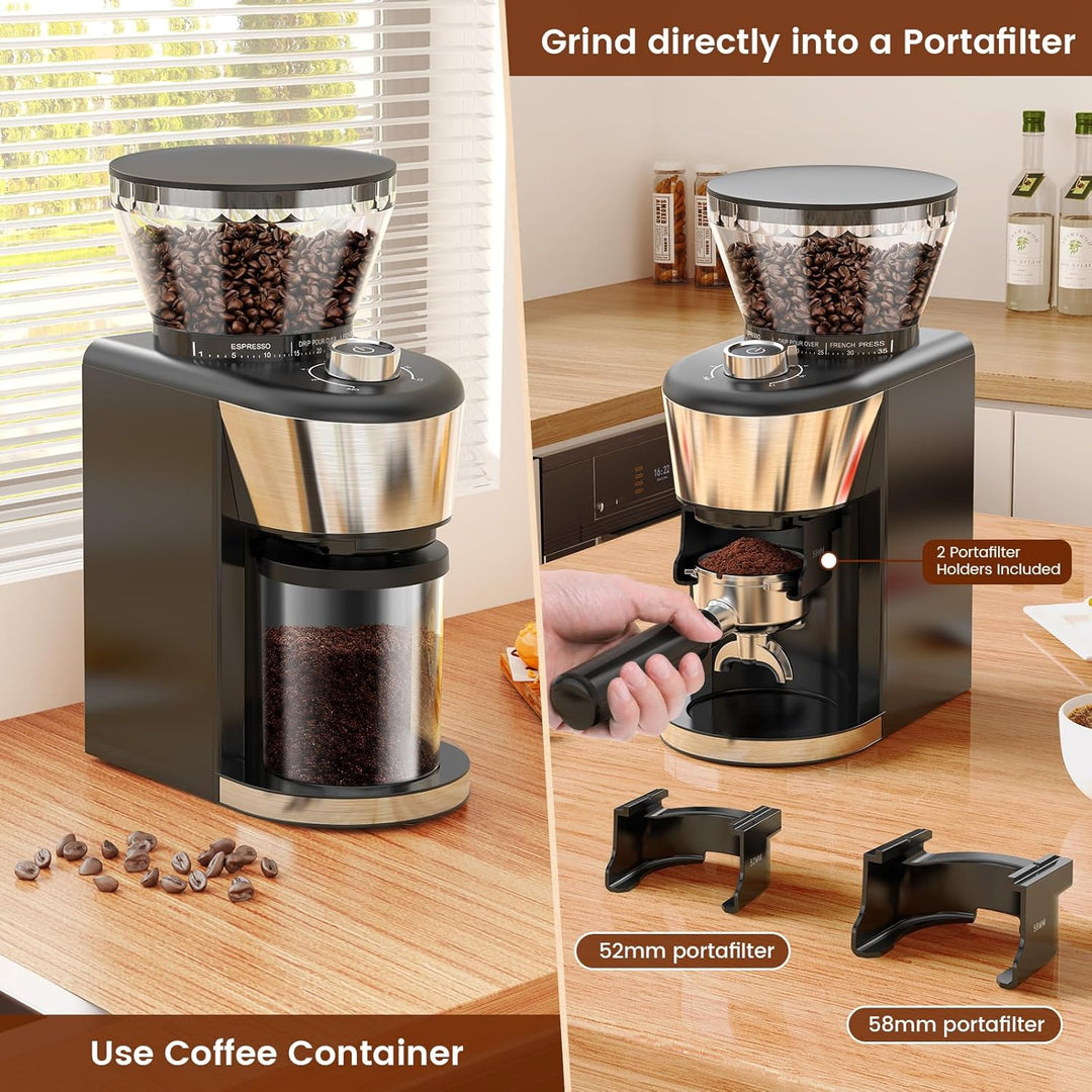 Automatic Coffee Grinder, Electric Burr One - Touch Grinder with 35 Grind Settings for Drip/Espresso/PourOver/ColdBrew, 2 - 12 Cup Dose Selection B8002 - Kismile