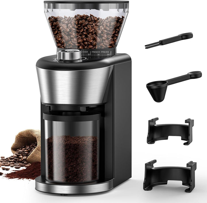 Automatic Coffee Grinder, Electric Burr One - Touch Grinder with 35 Grind Settings for Drip/Espresso/PourOver/ColdBrew, 2 - 12 Cup Dose Selection B8002 - Kismile