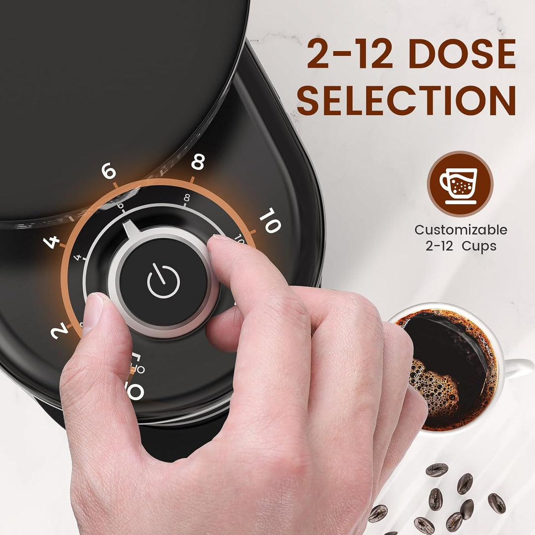 Automatic Coffee Grinder, Electric Burr One - Touch Grinder with 35 Grind Settings for Drip/Espresso/PourOver/ColdBrew, 2 - 12 Cup Dose Selection B8002 - Kismile