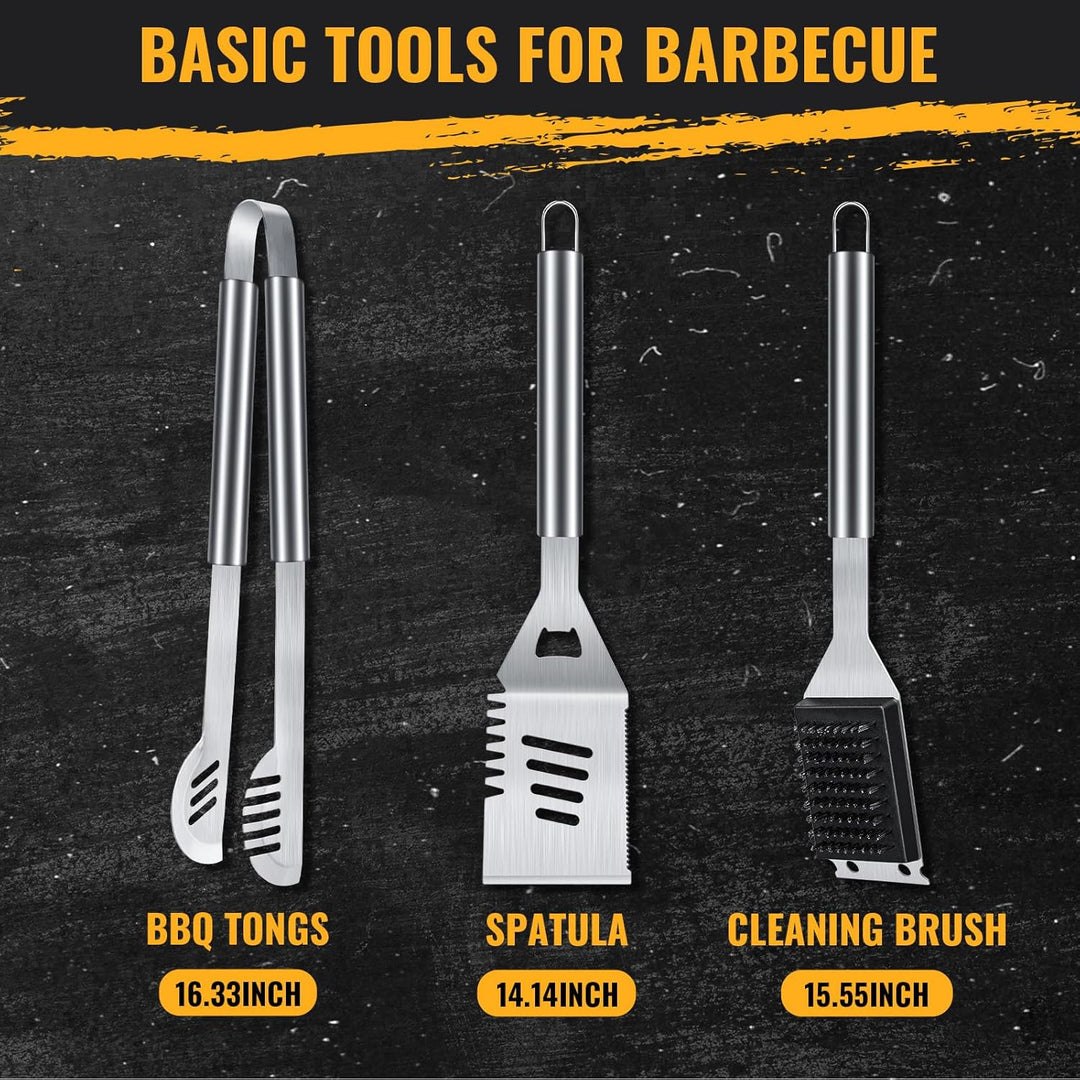 BBQ Tool Grilling Accessories, 16 - Inch Stainless Steel BBQ Grill Tools - Kismile