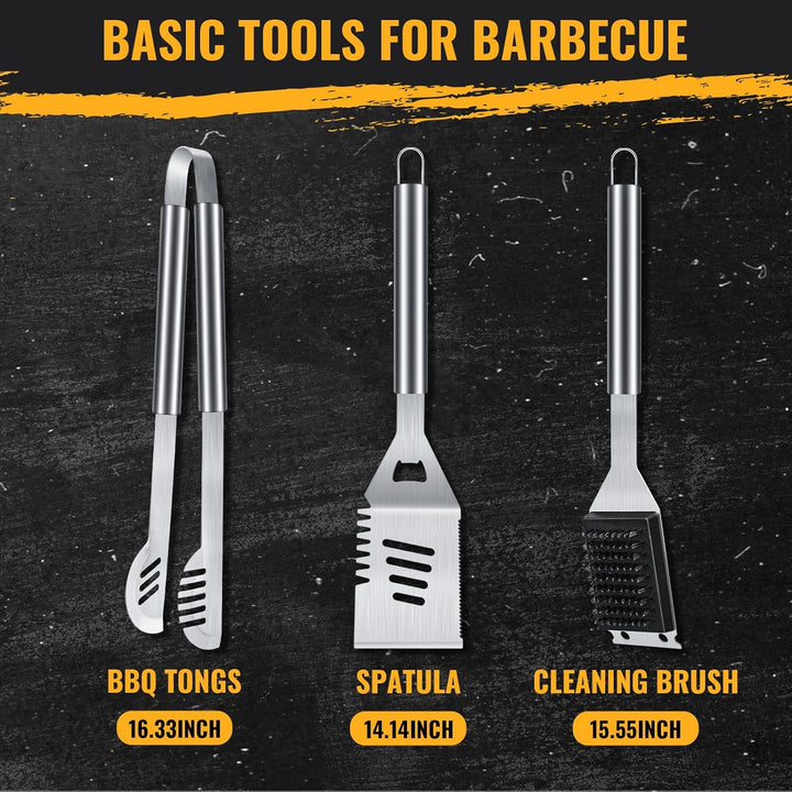 BBQ Tool Grilling Accessories, 16 - Inch Stainless Steel BBQ Grill Tools - Kismile