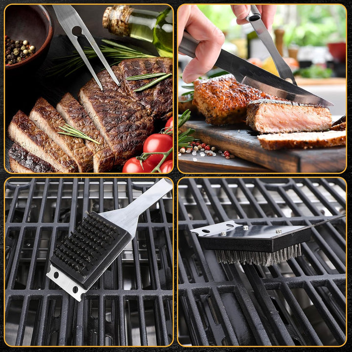BBQ Tool Grilling Accessories, 16 - Inch Stainless Steel BBQ Grill Tools - Kismile