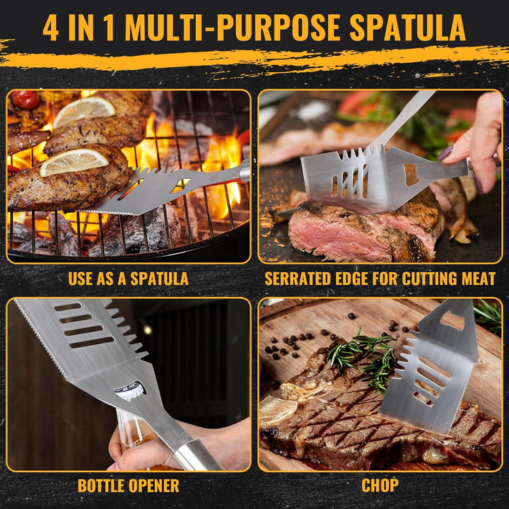 BBQ Tool Grilling Accessories, 16 - Inch Stainless Steel BBQ Grill Tools - Kismile