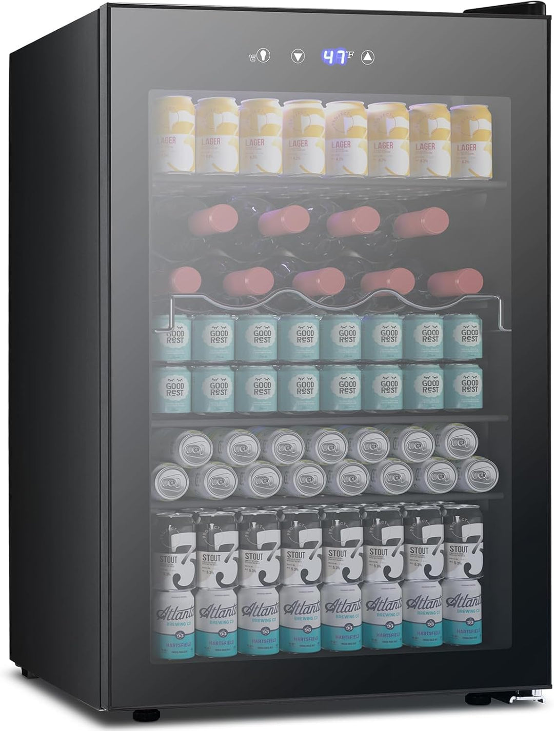 Beverage Refrigerator Cooler 4.5 Cu.Ft,145 Can Mini Fridge with Glass Door W58128BH - Kismile