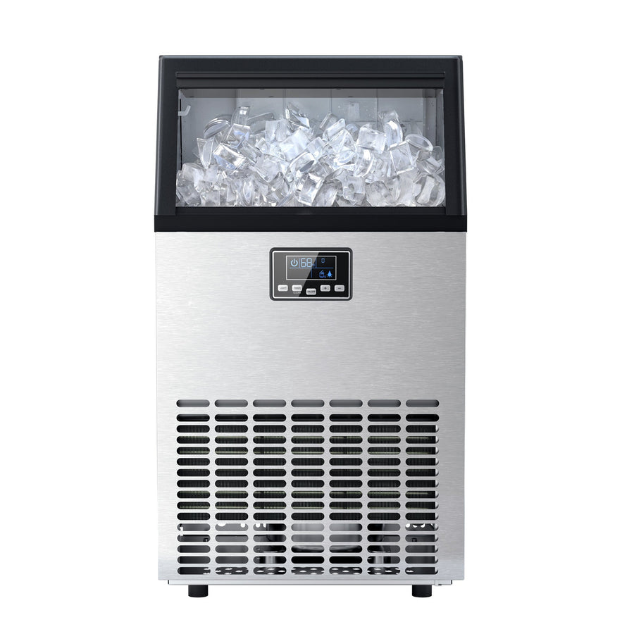 Commercial Ice Maker Machine,100lbs/24H Moon-Shaped Ice Machine with 28 Lbs Storage Capacity - Kismile