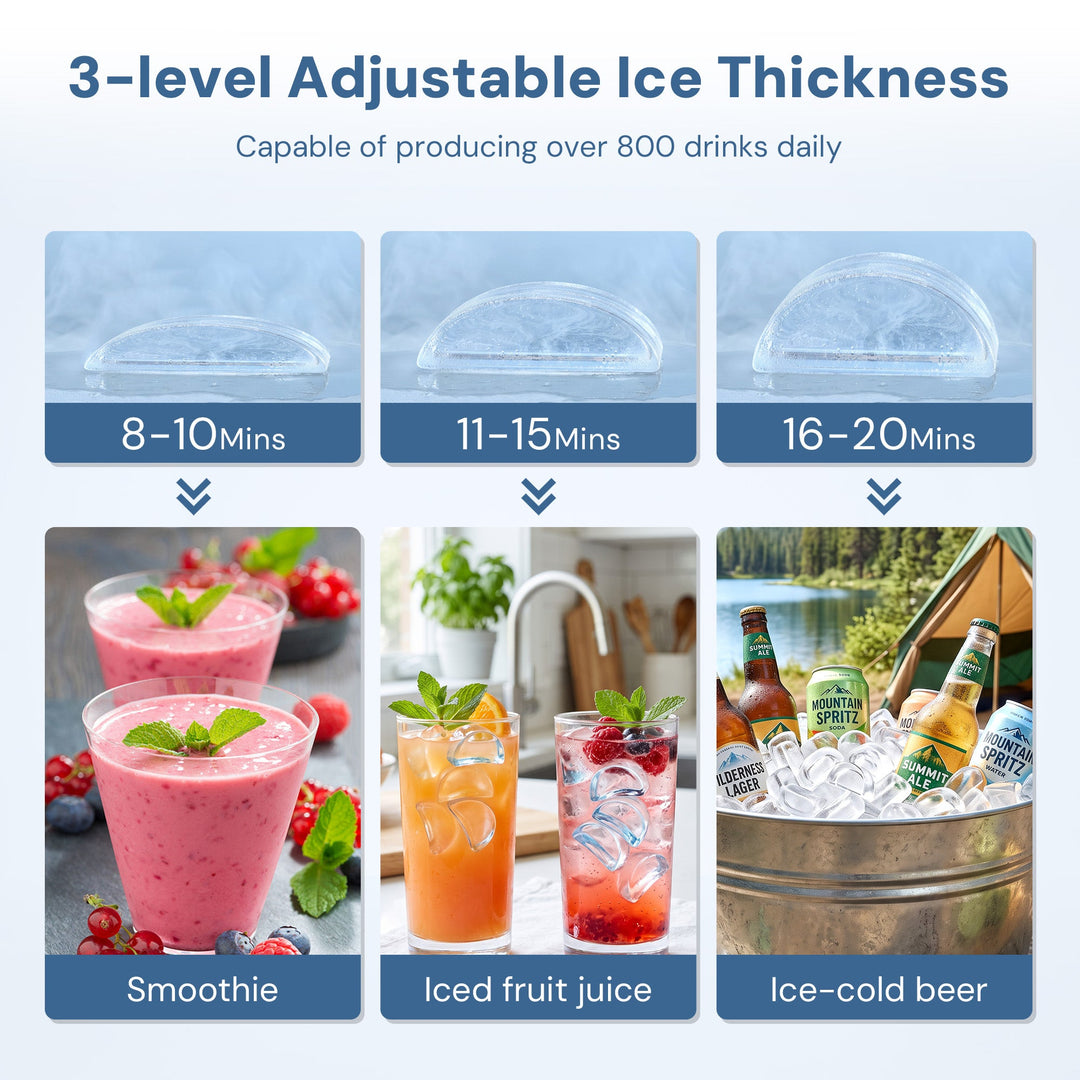 Commercial Ice Maker Machine,100lbs/24H Moon-Shaped Ice Machine with 28 Lbs Storage Capacity - Kismile