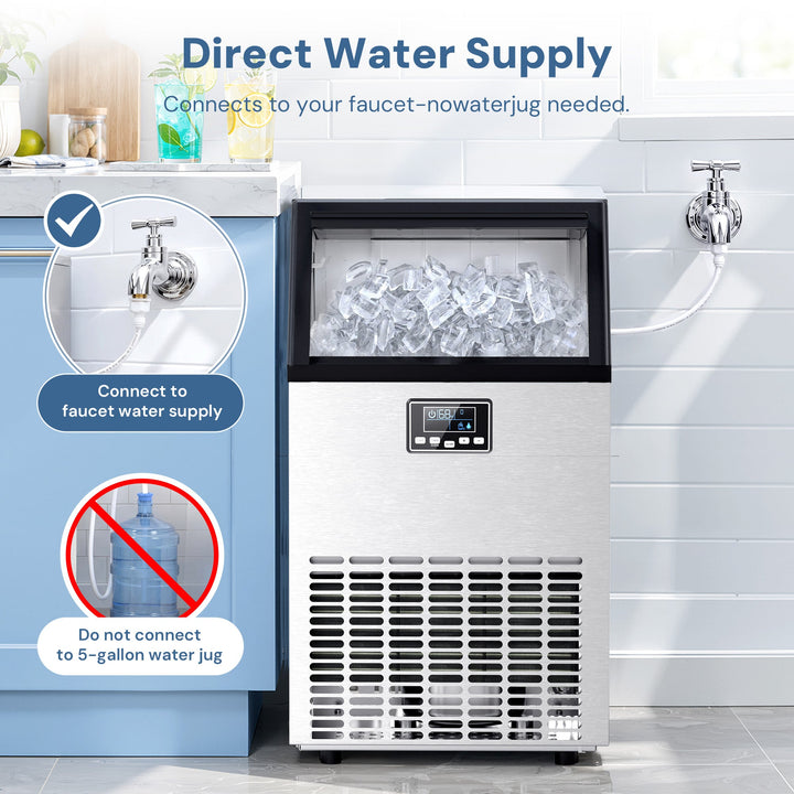 Commercial Ice Maker Machine,120lbs/24H Moon-Shaped Ice Machine with 28 Lbs Storage Capacity Z5845M - Kismile
