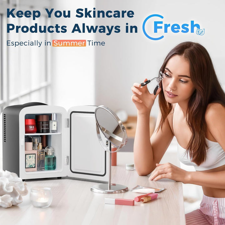 Compact Refrigerator, Portable Mini Fridge, Skin Care 4L Capacity/6 Cans F3404 - Kismile