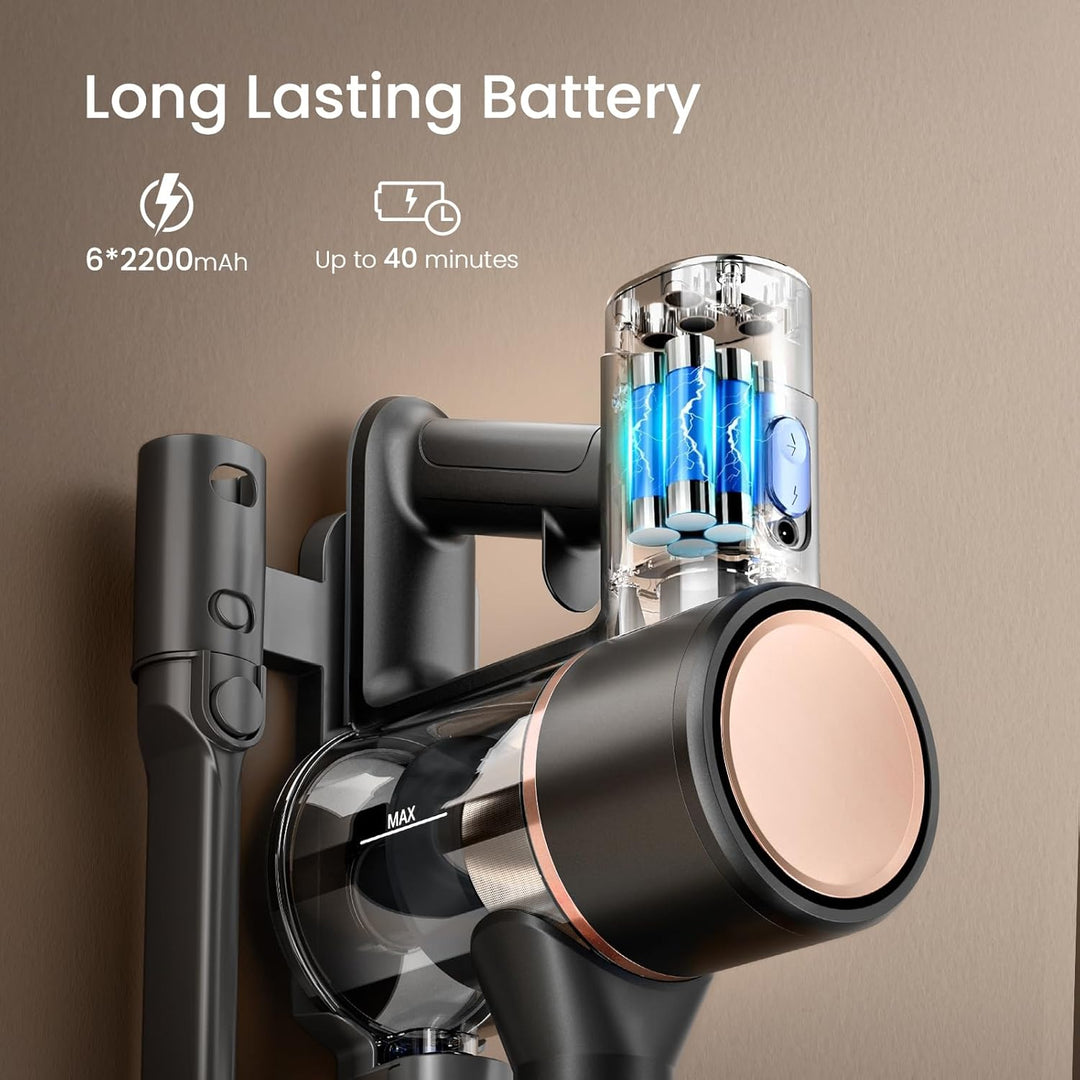 Cordless Vacuum Cleaner, Power Suction Stick Vacuum Cleaners with Hepa Filter, LED Headlight, Bendable Handle - Kismile