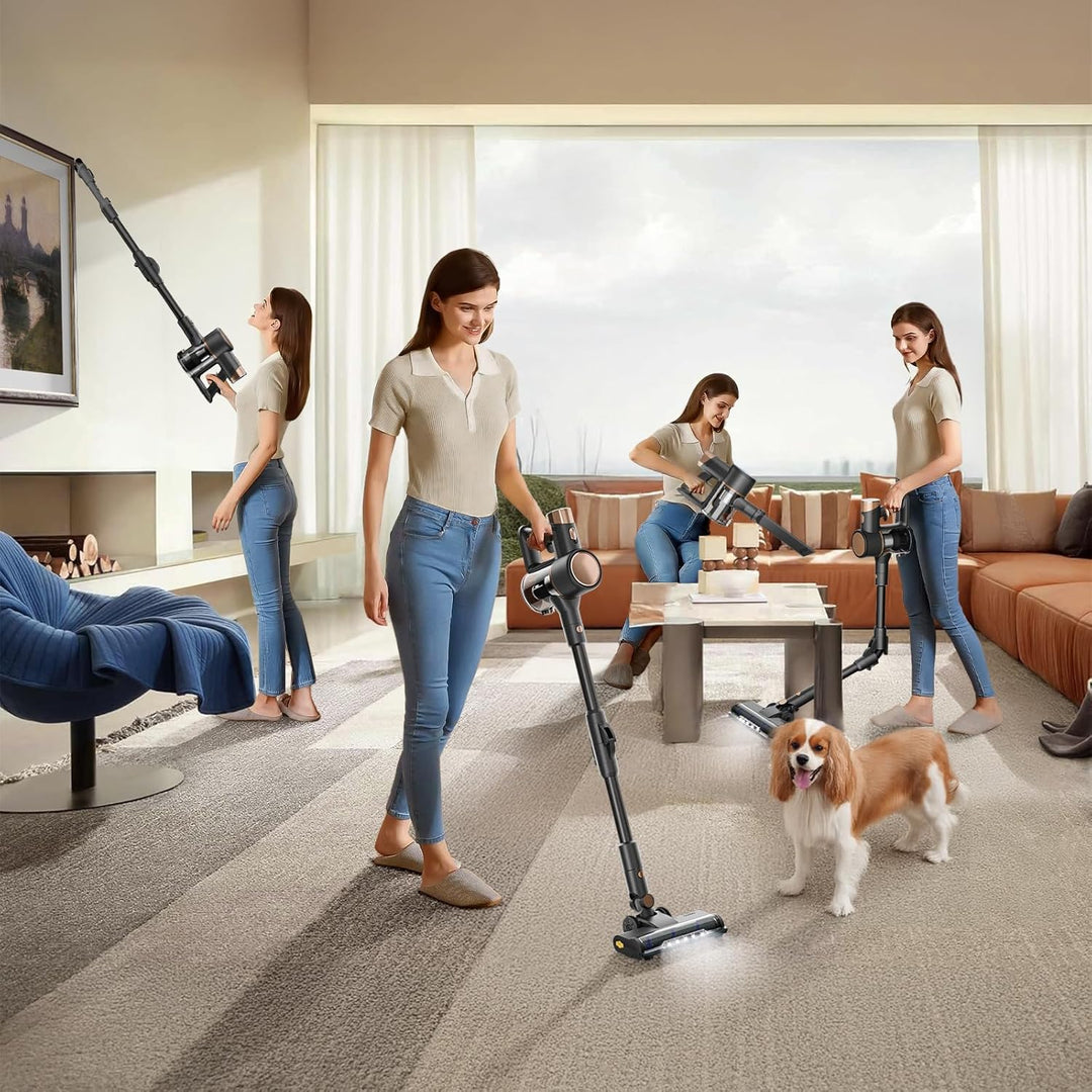 Cordless Vacuum Cleaner, Power Suction Stick Vacuum Cleaners with Hepa Filter, LED Headlight, Bendable Handle - Kismile