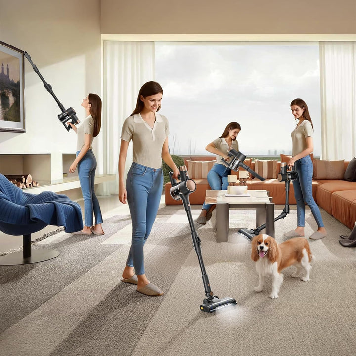 Cordless Vacuum Cleaner, Power Suction Stick Vacuum Cleaners with Hepa Filter, LED Headlight, Bendable Handle - Kismile