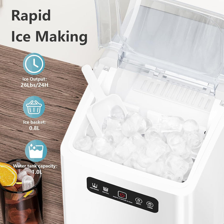 Countertop Ice Maker,Portable Ice Machine with Handle,for Home/Kitchen/Camping/RV Z3424 - BLACK - Kismile