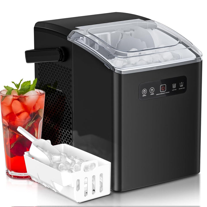 Countertop Ice Maker,Portable Ice Machine with Handle,for Home/Kitchen/Camping/RV Z3424 - BLACK - Kismile