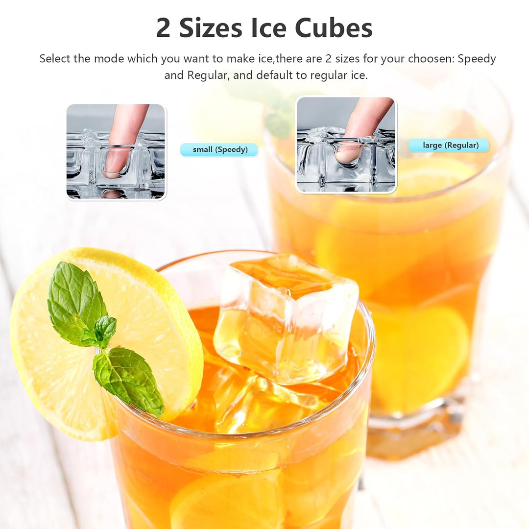 Cubic Ice Maker Machine, 24 pcs Ice Cubes One Cycle, 33 Lbs/24 Hrs, 2 Ice Sizes, Adjustable Ice Thickness, 1.3 Lbs Ice Storage Capacity - Kismile