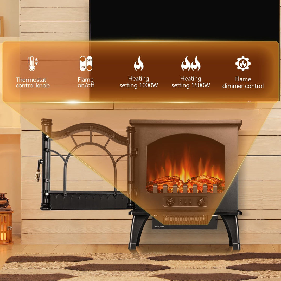 Electric Fireplace Heater, 20" Freestanding Fireplace S520222 - Kismile