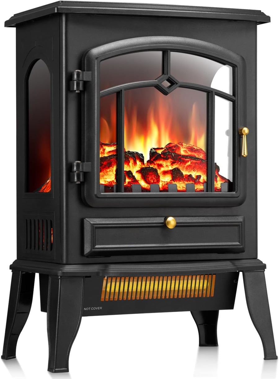 Electric Fireplace Stove Heater with Thermostat Control 520232 - Kismile