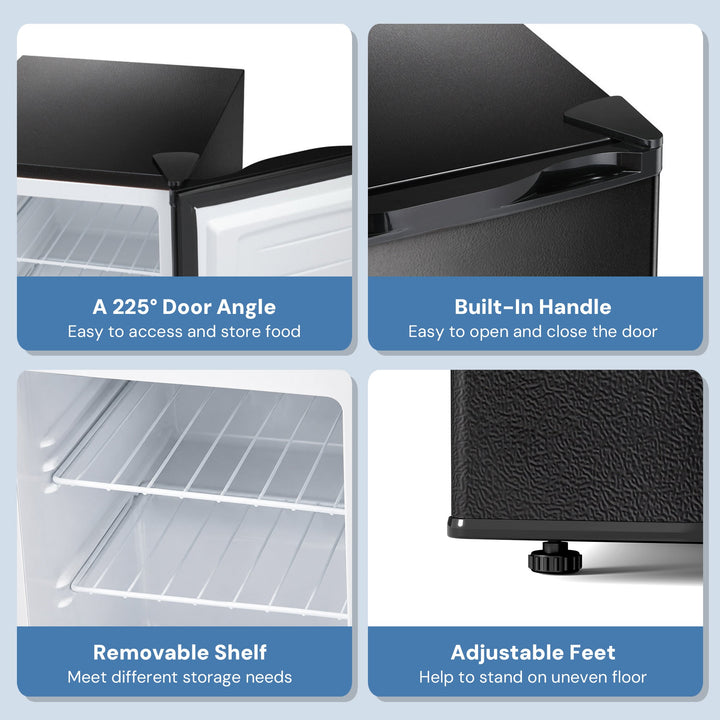 Free Standing Upright Freezer with Removable Shelf, Adjustable Thermostat, Compact Reversible Single Door Vertical Freezers - Kismile