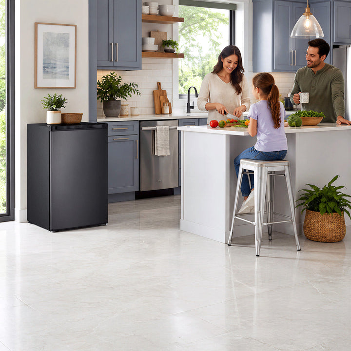 Free Standing Upright Freezer with Removable Shelf, Adjustable Thermostat, Compact Reversible Single Door Vertical Freezers - Kismile