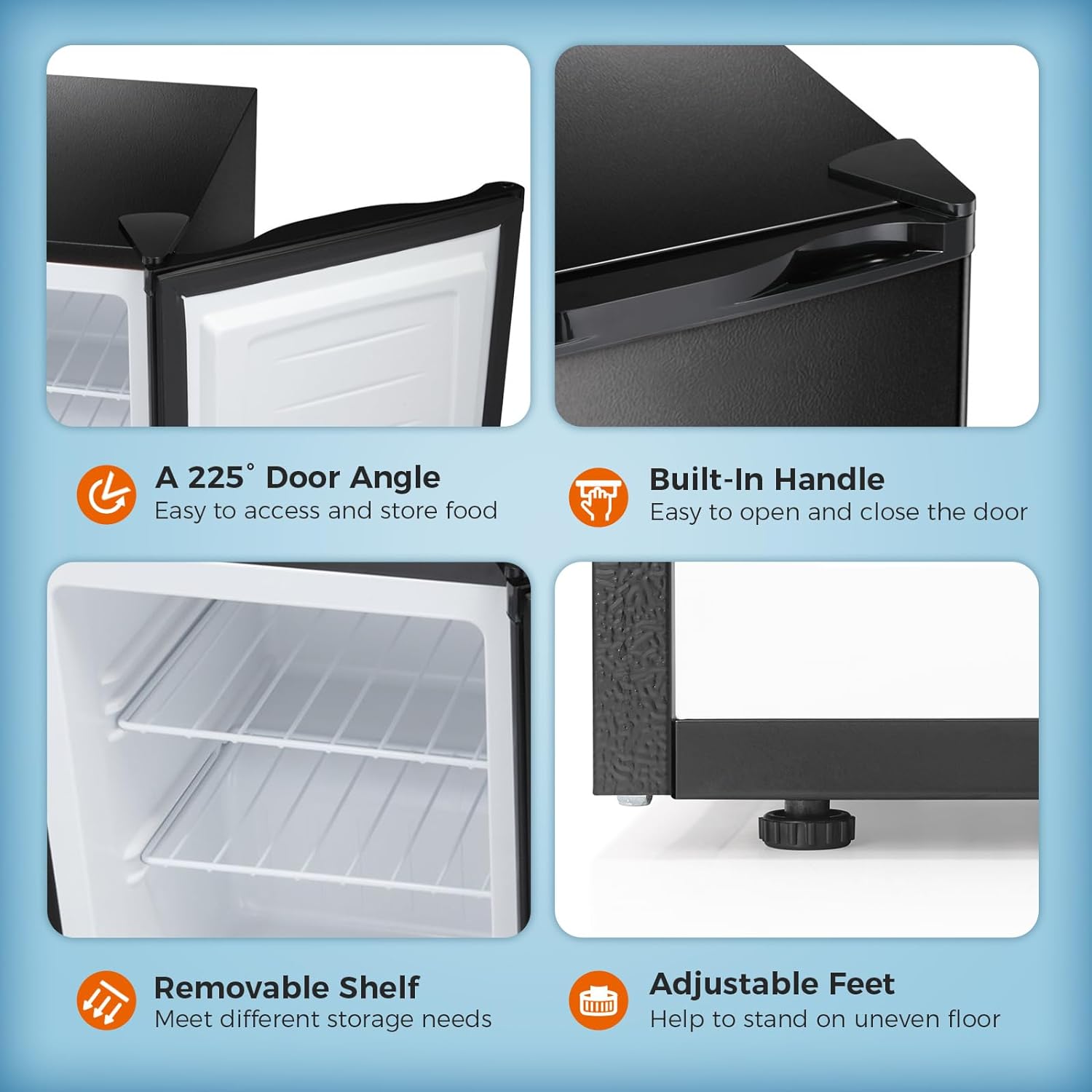 Mobile Standing Freezer Free Standing Upright Freezer with Removable Shelf, Adjustable ...