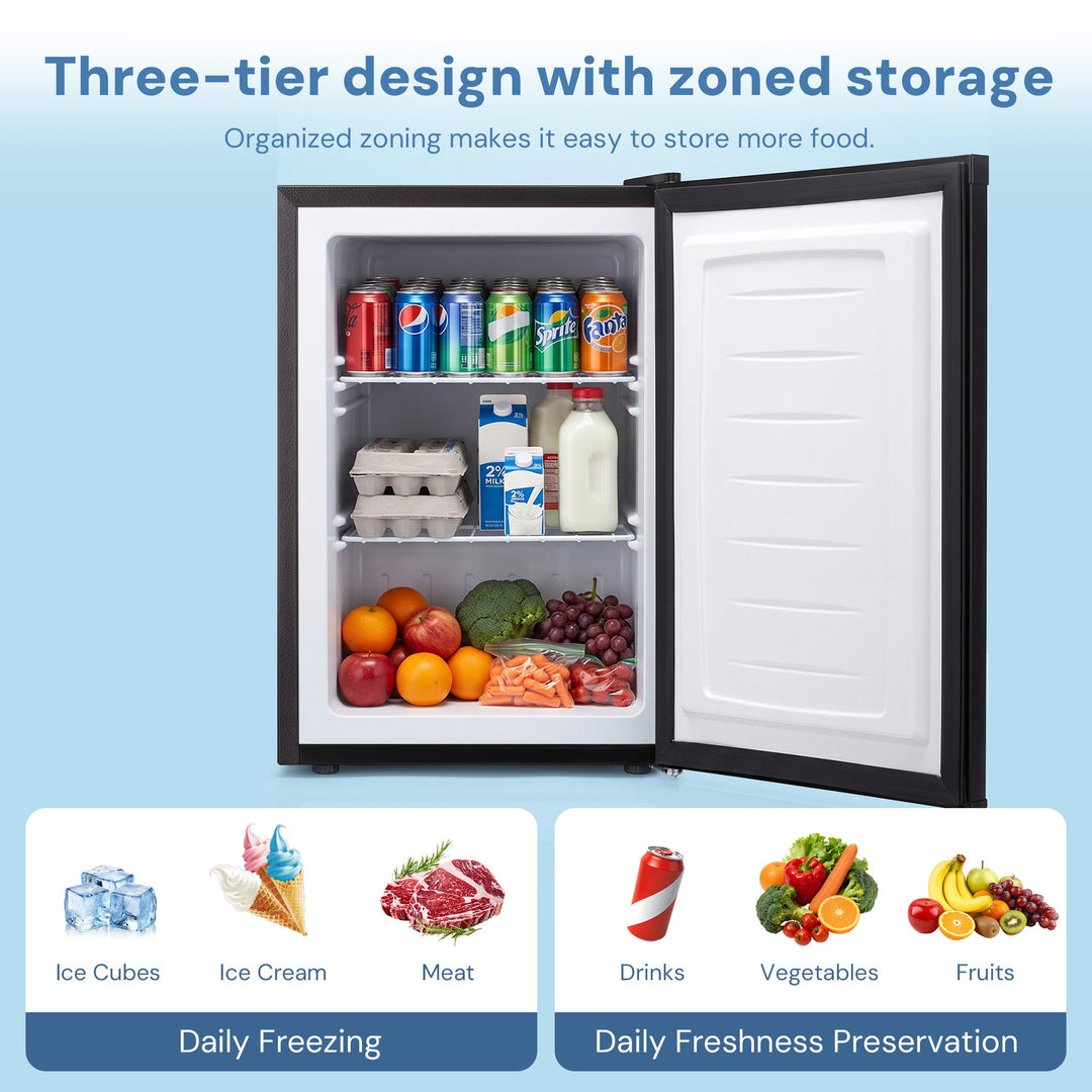 Free Standing Upright Freezer with Removable Shelf, Adjustable Thermostat, Compact Reversible Single Door Vertical Freezers - Kismile