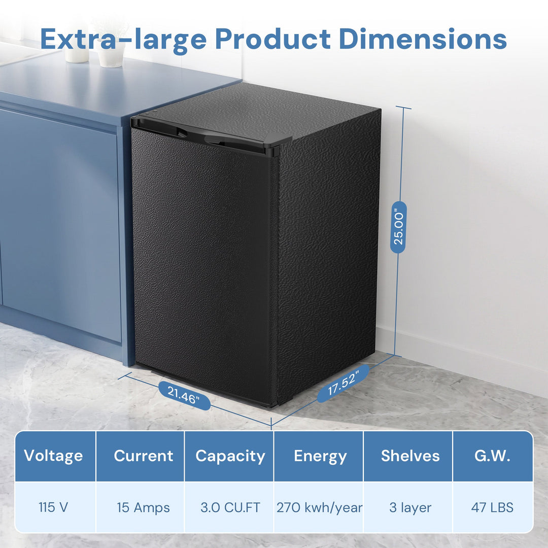 Free Standing Upright Freezer with Removable Shelf, Adjustable Thermostat, Compact Reversible Single Door Vertical Freezers - Kismile