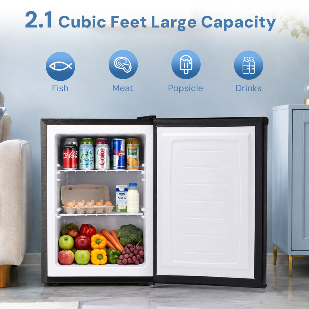 Free Standing Upright Freezer with Removable Shelf, Adjustable Thermostat, Compact Reversible Single Door Vertical Freezers - Kismile