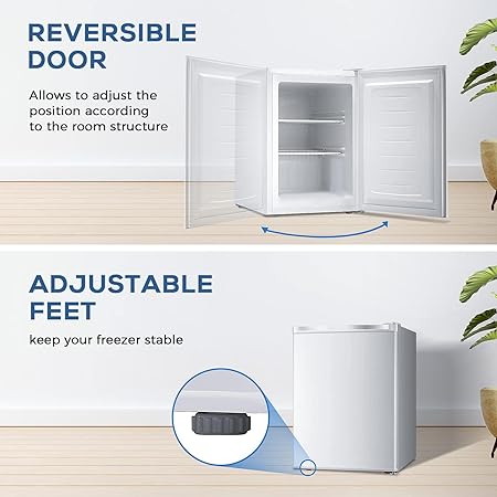 Mobile Standing Freezer Free Standing Upright Freezer with Removable Shelf, Adjustable ...