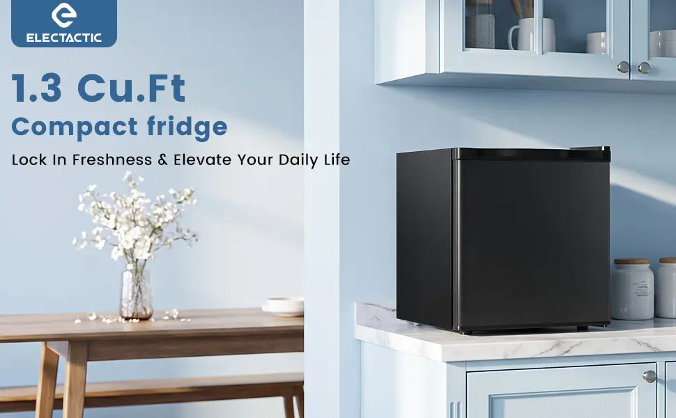 Kismile RE5836 1.3 Cu.Ft compact single door refrigerator for countertop or freestanding use