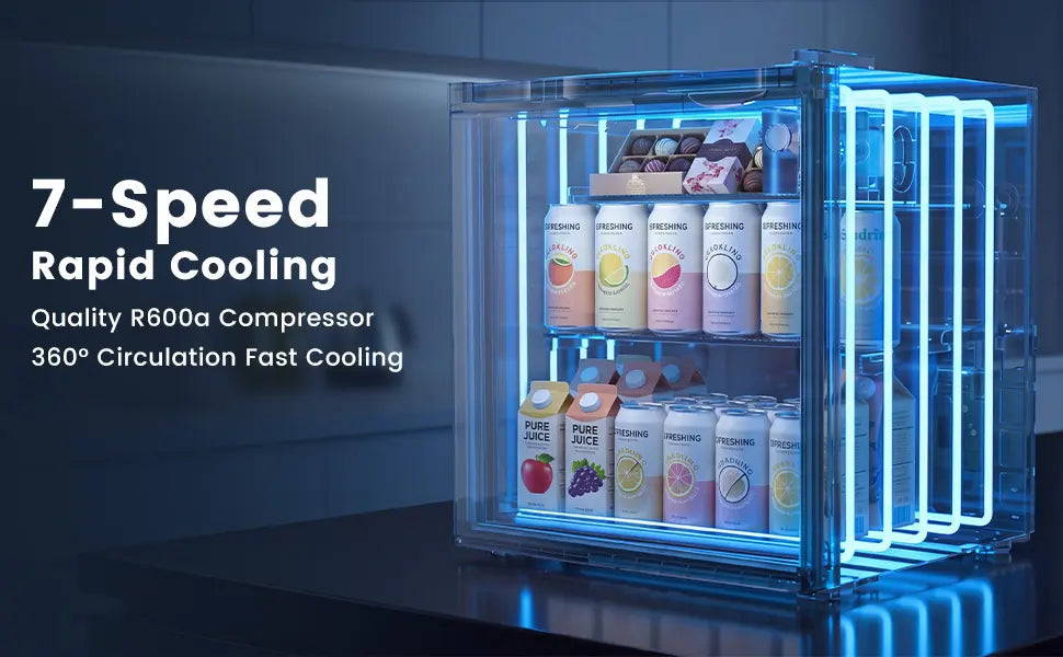 Kismile 1.3 Cu.Ft mini fridge with 7-speed temperature control and rapid cooling system