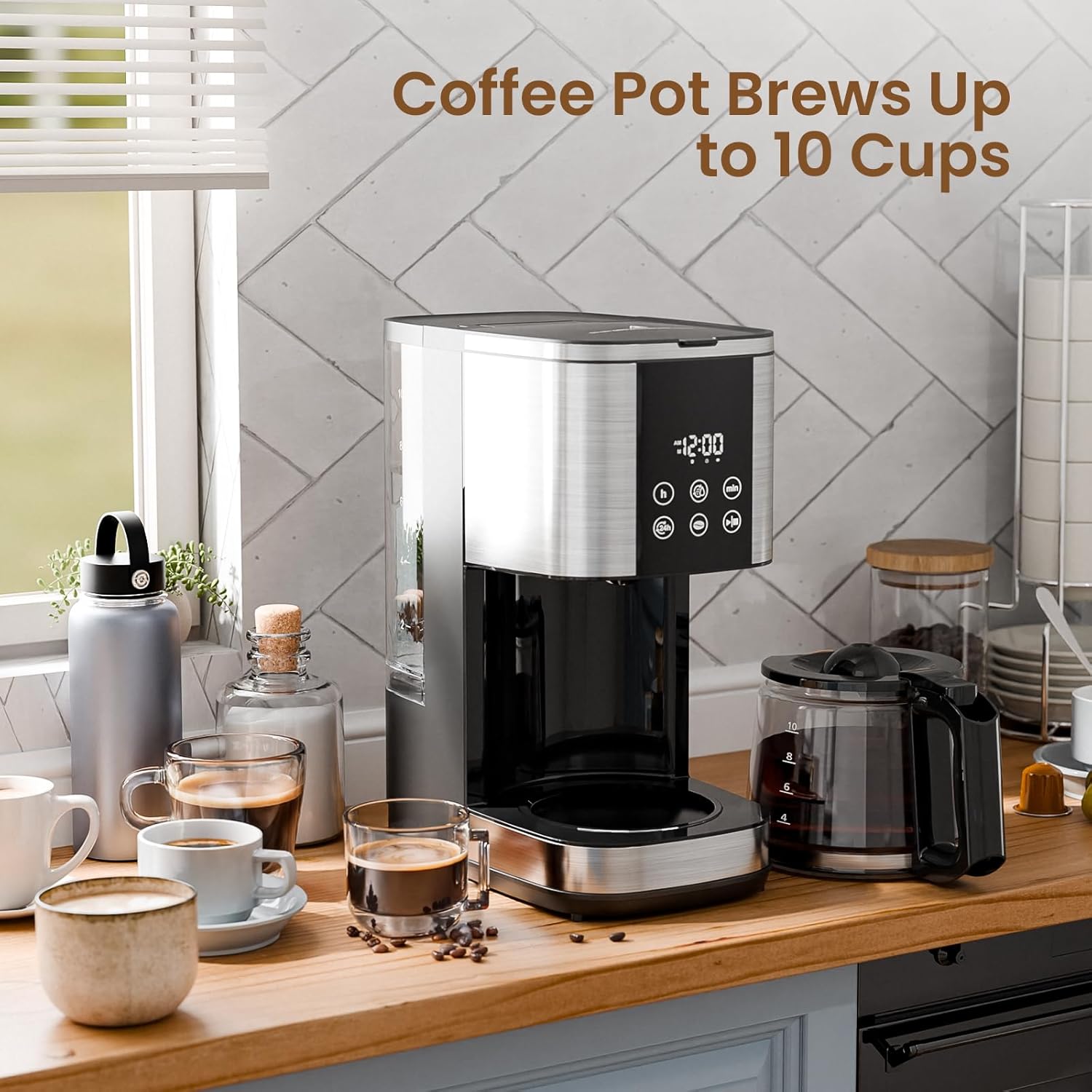 Kismile 10 Cup Drip Coffee maker with Led Display & Touch Screen