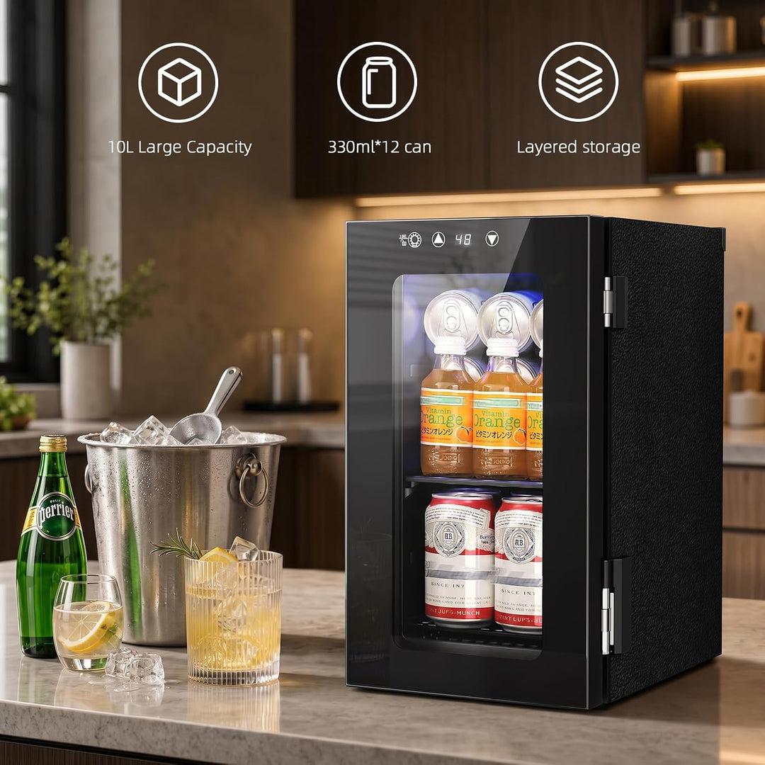 Kismile 10L Mini Beverage Refrigerator with Glass Door WC5810 - Kismile