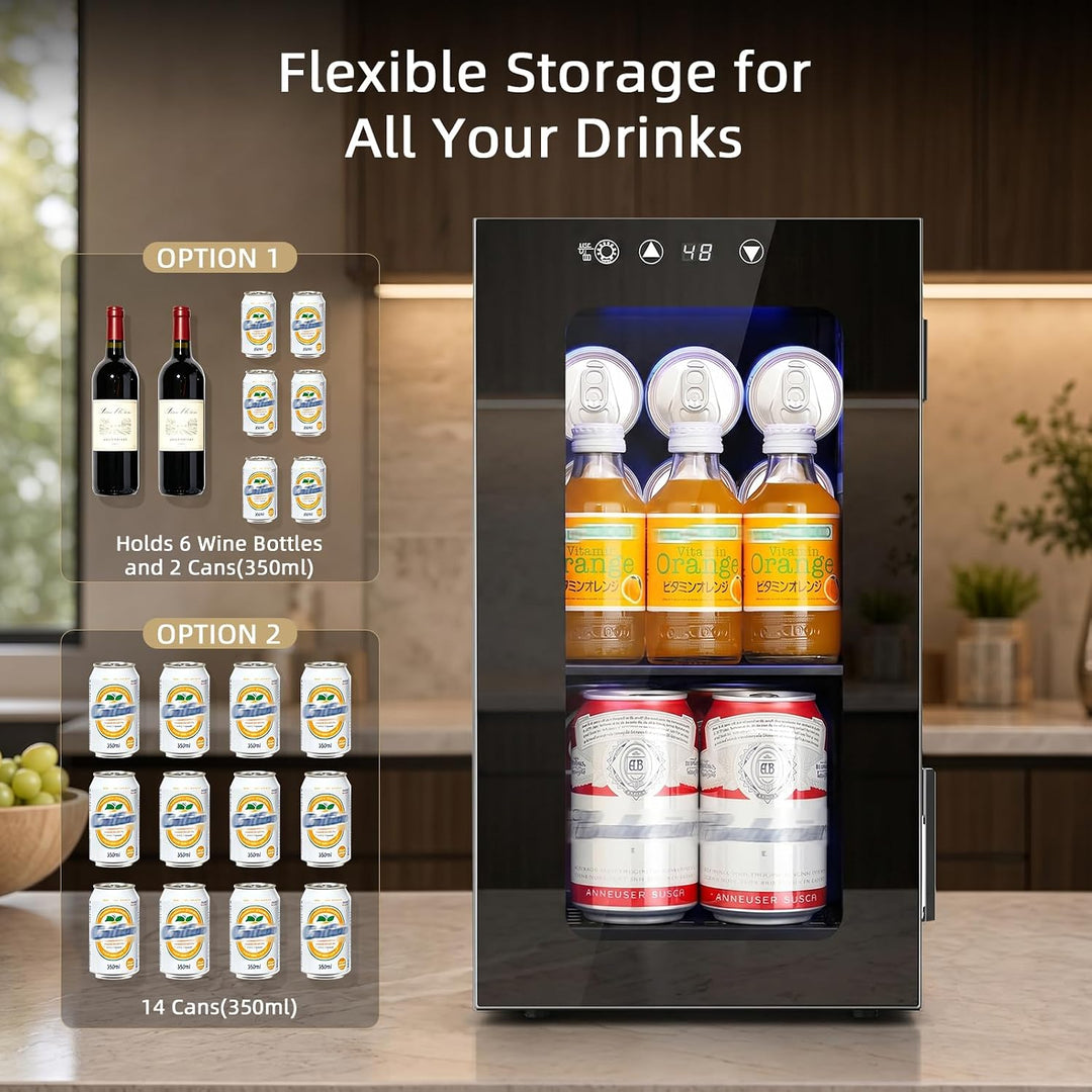 Kismile 10L Mini Beverage Refrigerator with Glass Door WC5810 - Kismile