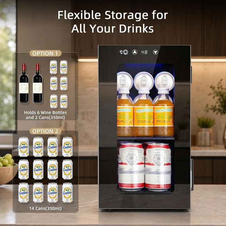 Kismile 10L Mini Beverage Refrigerator with Glass Door WC5810 - Kismile