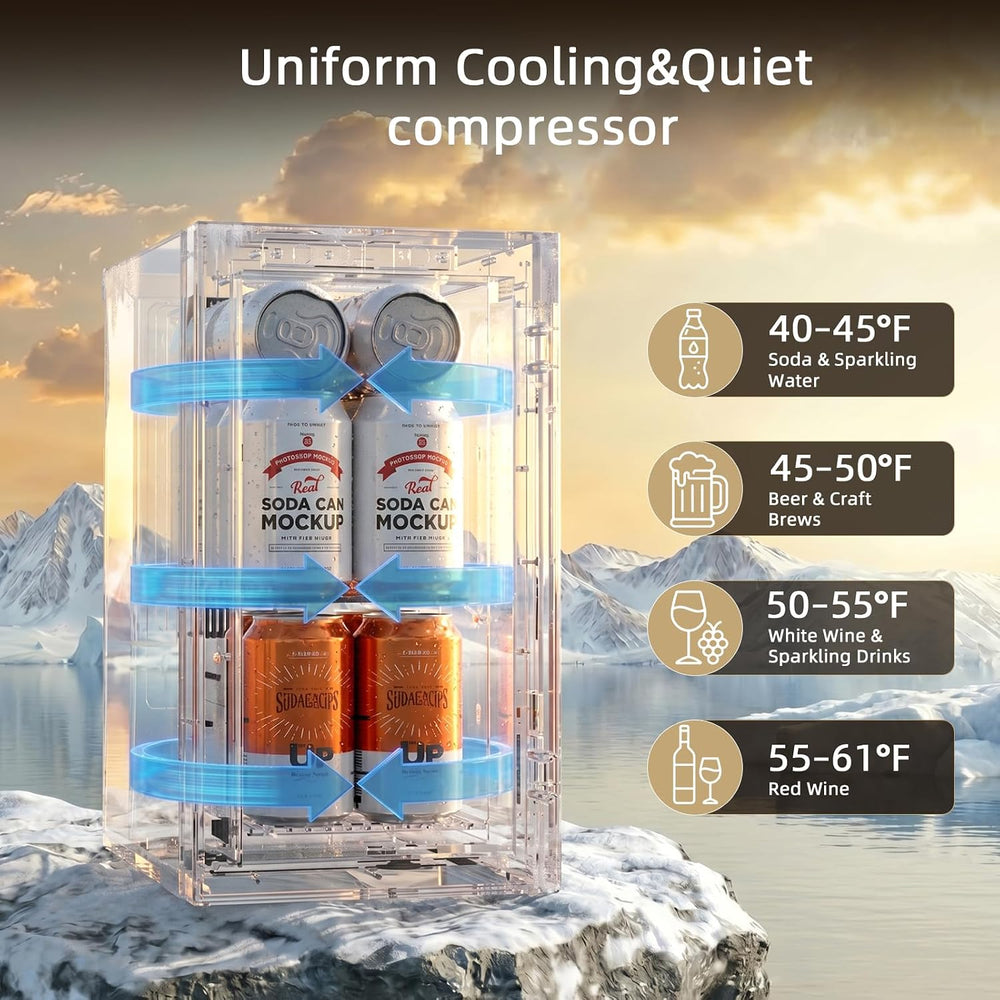 Kismile 10L Mini Beverage Refrigerator with Glass Door WC5810 - Kismile