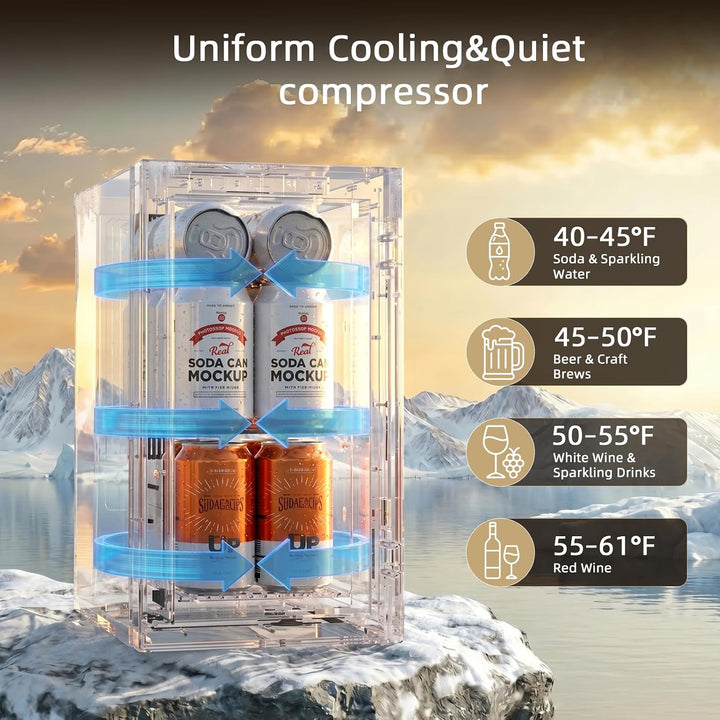 Kismile 10L Mini Beverage Refrigerator with Glass Door WC5810 - Kismile