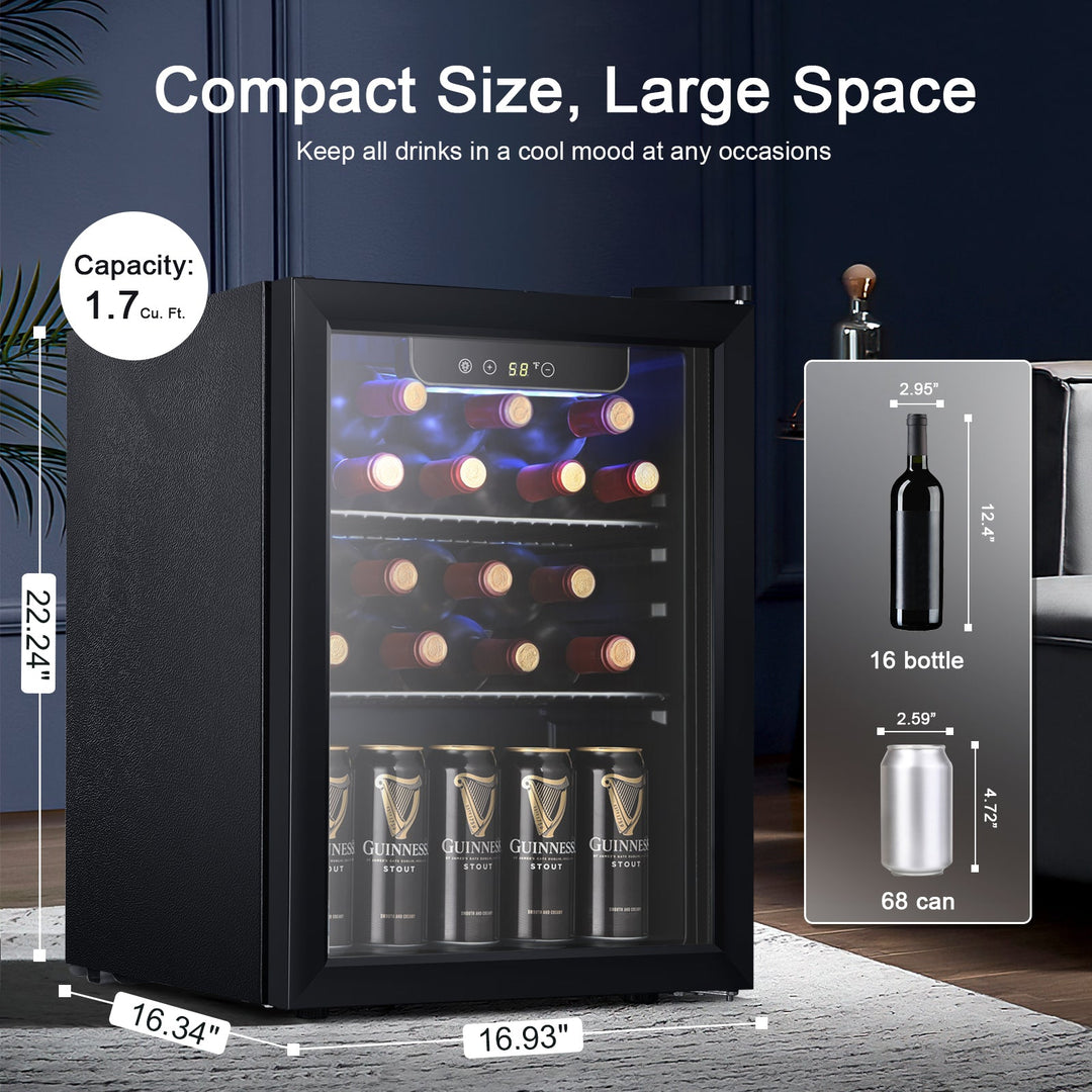 Kismile 1.7 Cu.ft Beverage Refrigerator and Cooler W5848H - Kismile