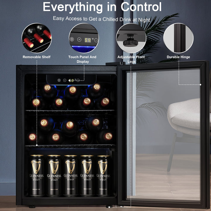 Kismile 1.7 Cu.ft Beverage Refrigerator and Cooler W5848H - Kismile