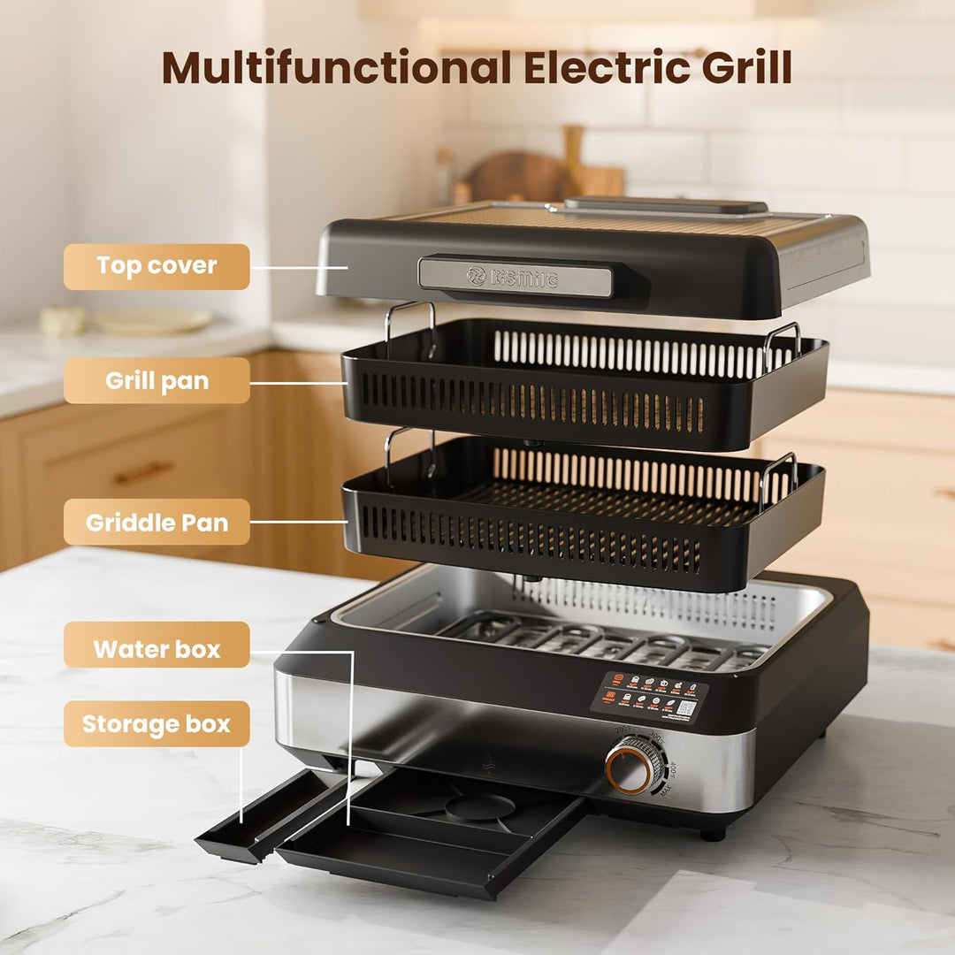 Kismile 2 - in - 1 Griddle and Indoor Grill 81001KEB1 - Kismile