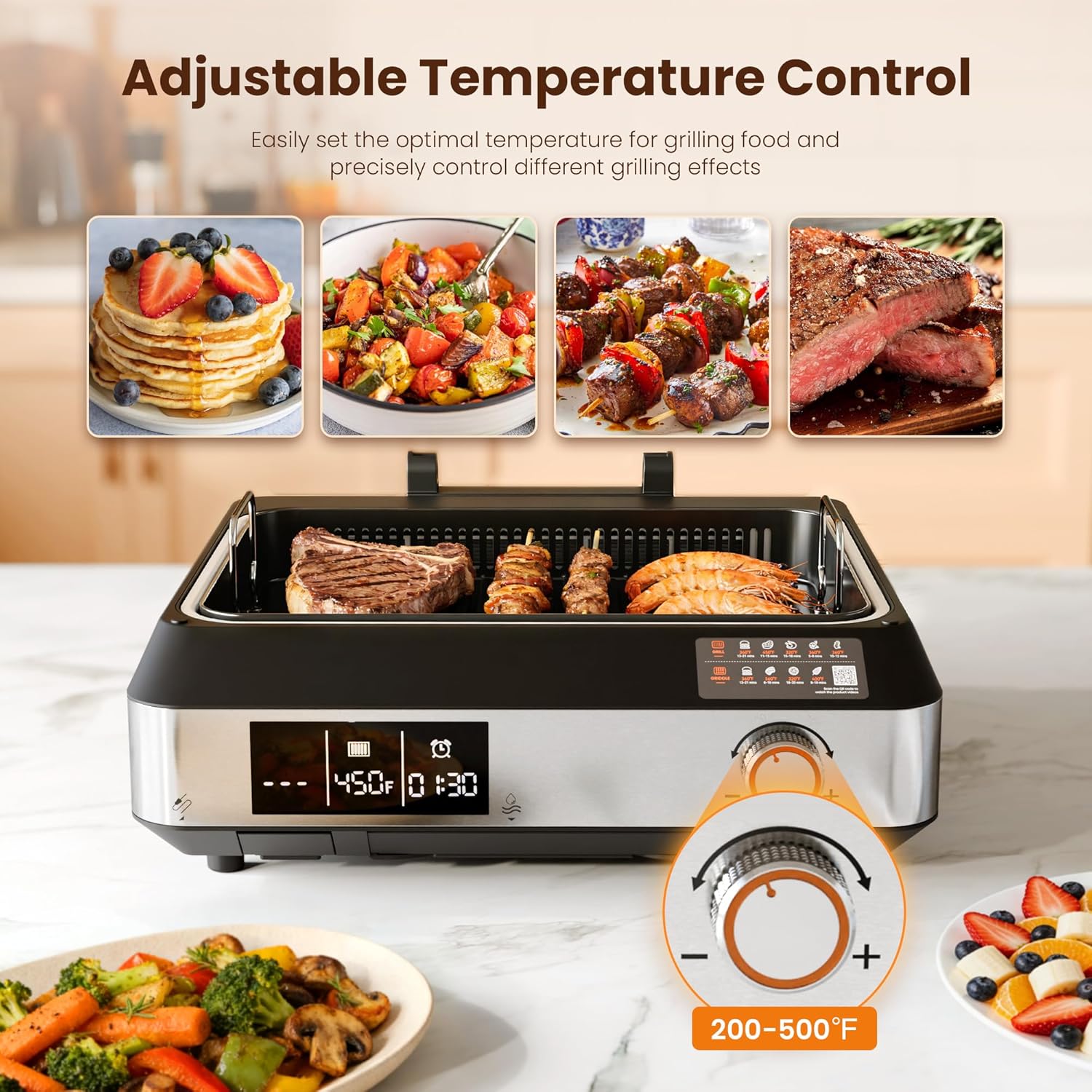 Kismile 2-in-1 Griddle and Indoor Grill 81001KEB1 - Kismile