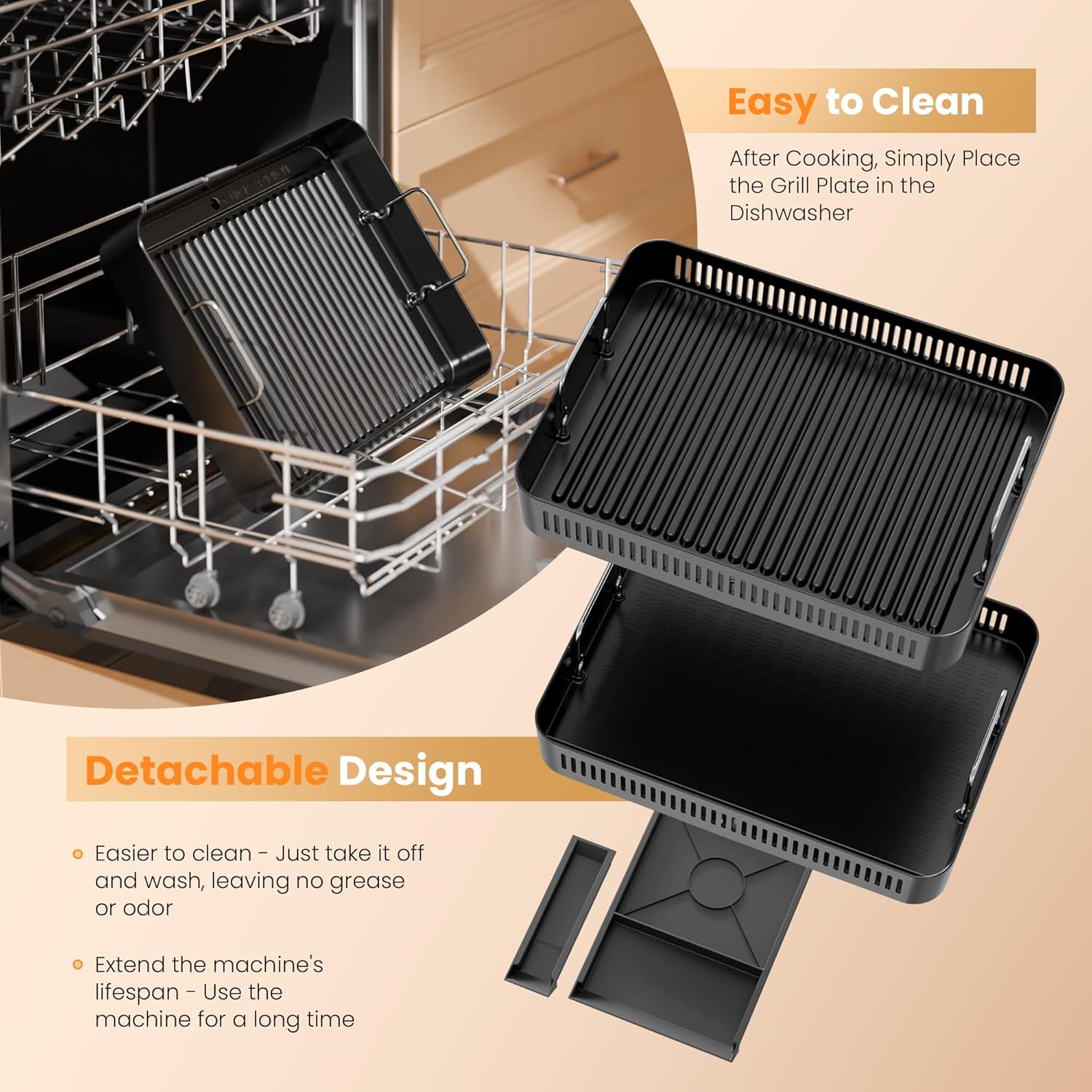 Kismile 2-in-1 Griddle and Indoor Grill 81001KEB1 - Kismile
