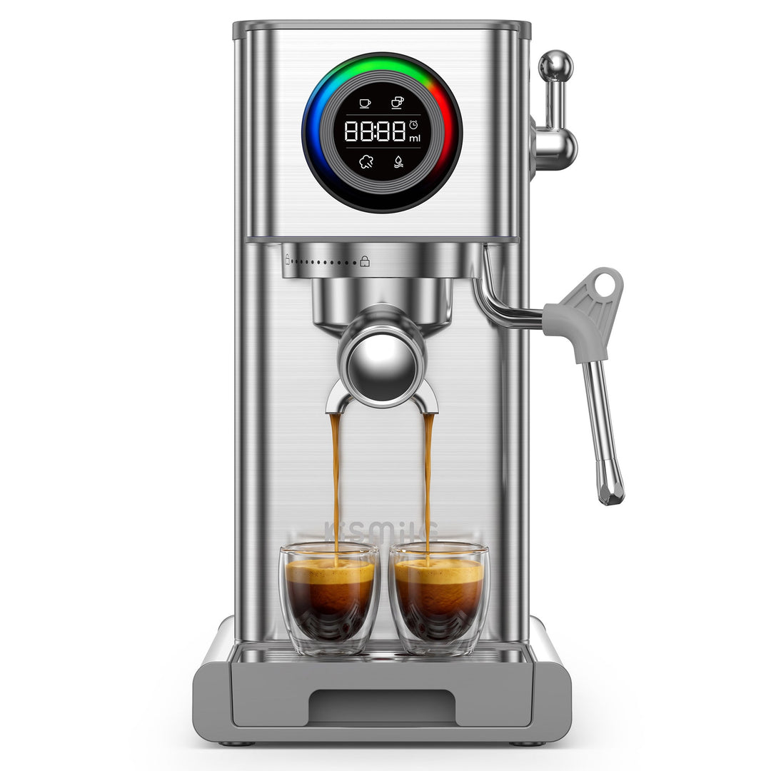 Kismile 20 Bar Semi-Automatic Espresso Machine with LED Pressure Gauge & Milk Frother for Home CM9351 - Kismile