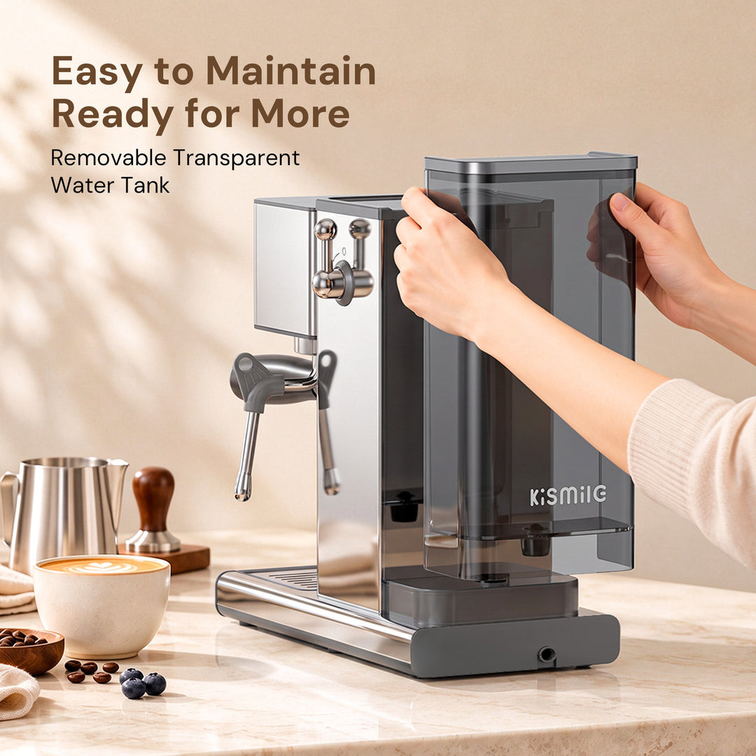 Kismile 20 Bar Semi-Automatic Espresso Machine with LED Pressure Gauge & Milk Frother for Home CM9351 - Kismile