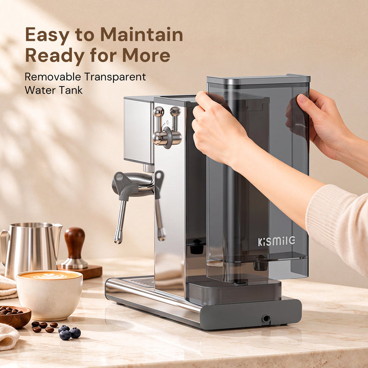 Kismile 20 Bar Semi-Automatic Espresso Machine with LED Pressure Gauge & Milk Frother for Home CM9351 - Kismile