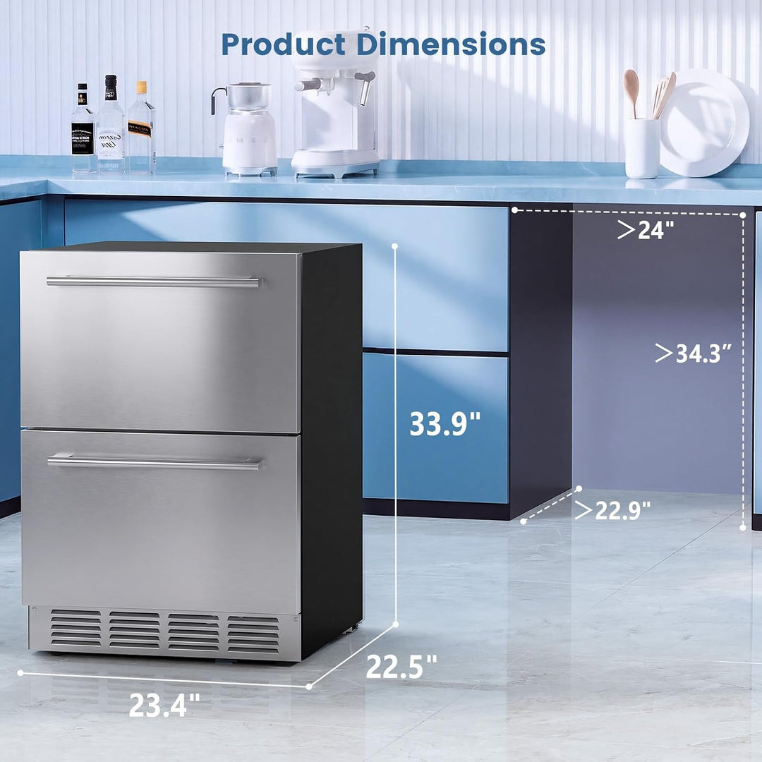 Kismile 24-Inch Double Drawer Beverage Refrigerator with Freezer RE58120 - Kismile